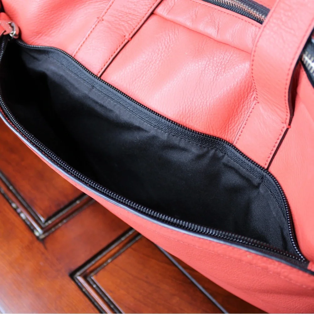 Coach Coral Leather Laptop Bag with Black Strap